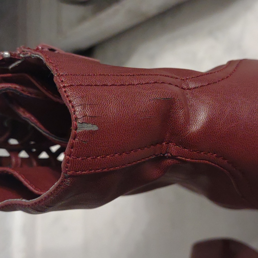 Bakers Women's Squared Burgundy Lace Up Platform Stiletto Pumps Heels Size 7 - Picture 14 of 16